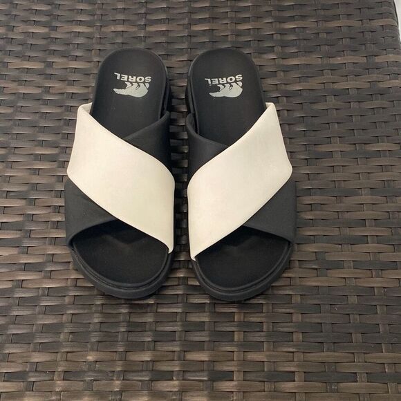 Sorel Viibe crisscross platform, slide sandals, women’s size 9.5 - Picture 1 of 8